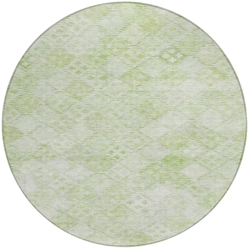 8' Sage And Ivory Round Geometric Washable Indoor Outdoor Area Rug Photo 2