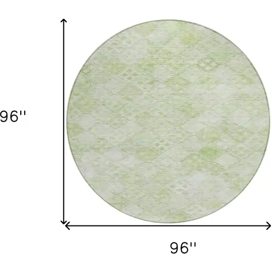 8' Sage And Ivory Round Geometric Washable Indoor Outdoor Area Rug Photo 9