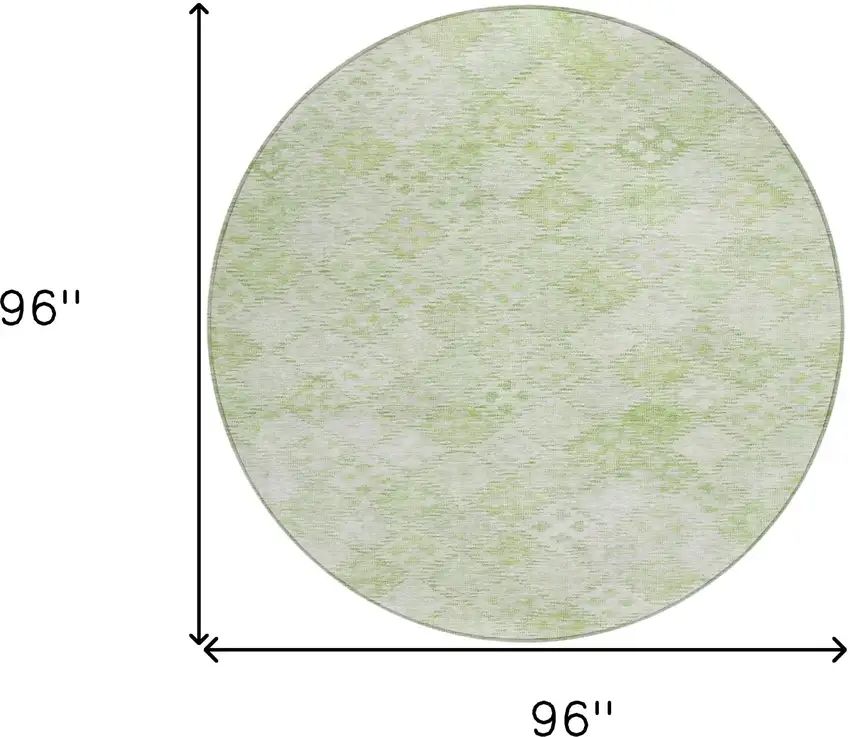 8' Sage And Ivory Round Geometric Washable Indoor Outdoor Area Rug Photo 9