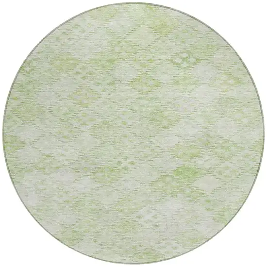 8' Sage And Ivory Round Geometric Washable Indoor Outdoor Area Rug Photo 6