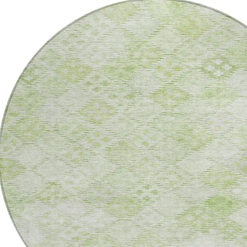 8' Sage And Ivory Round Geometric Washable Indoor Outdoor Area Rug Photo 5