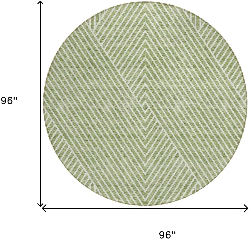 8' Sage And Ivory Round Geometric Washable Indoor Outdoor Area Rug Photo 3