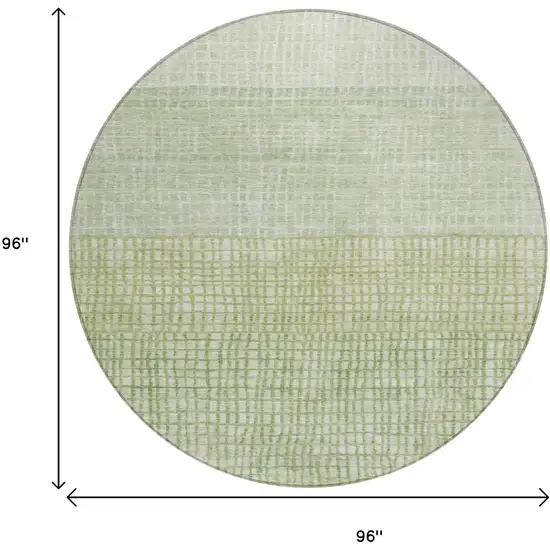 8' Sage And Ivory Round Geometric Washable Indoor Outdoor Area Rug Photo 8