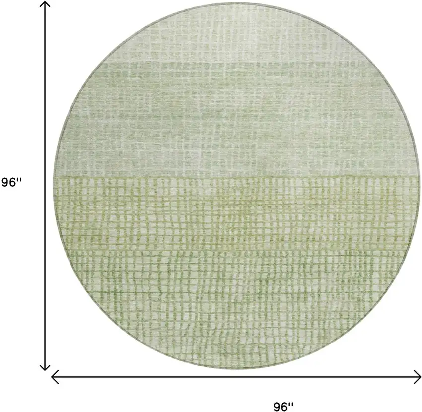8' Sage And Ivory Round Geometric Washable Indoor Outdoor Area Rug Photo 8