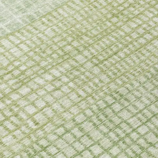 8' Sage And Ivory Round Geometric Washable Indoor Outdoor Area Rug Photo 9