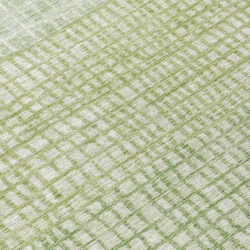 8' Sage And Ivory Round Geometric Washable Indoor Outdoor Area Rug Photo 9