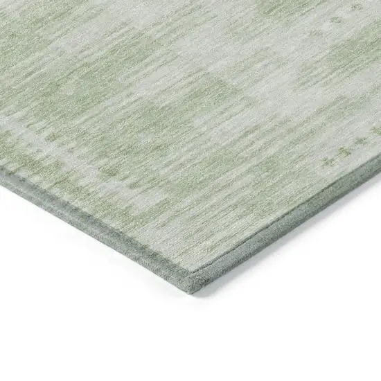 8' Sage And Ivory Round Geometric Washable Indoor Outdoor Area Rug Photo 8