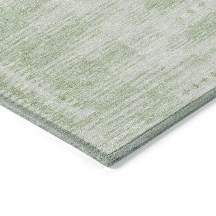 8' Sage And Ivory Round Geometric Washable Indoor Outdoor Area Rug Photo 8