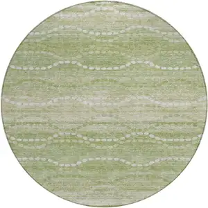 Photo of 8' Sage And Ivory Round Ogee Washable Indoor Outdoor Area Rug