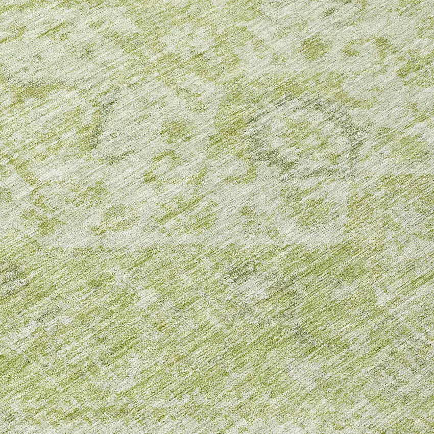 8' Sage And Ivory Round Oriental Washable Indoor Outdoor Area Rug Photo 8