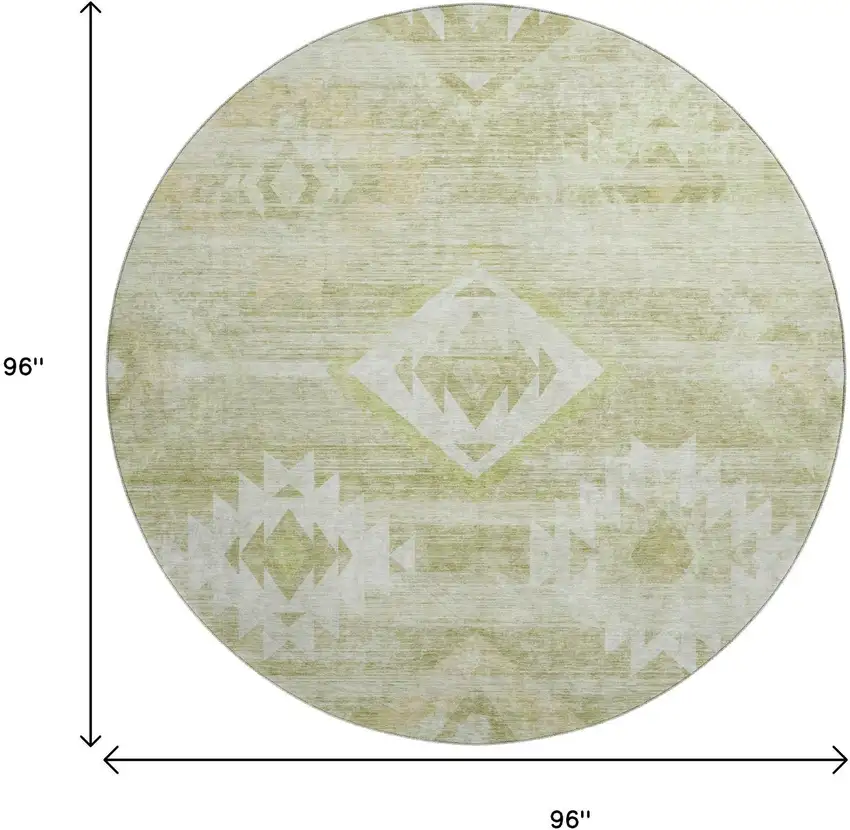 8' Sage And Ivory Southwestern Washable Round Rug With UV Protection Photo 9