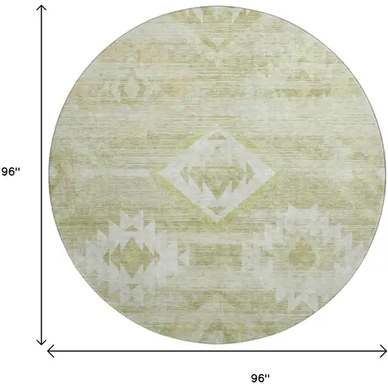 8' Sage And Ivory Southwestern Washable Round Rug With UV Protection Photo 9
