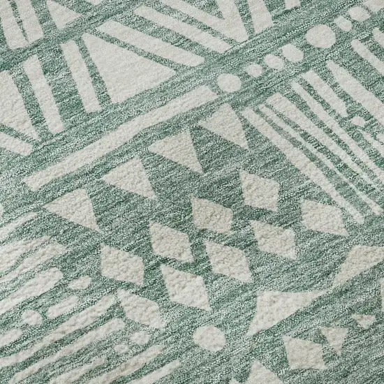 8' Sage And Ivory Southwestern Washable Round Rug With UV Protection Photo 9