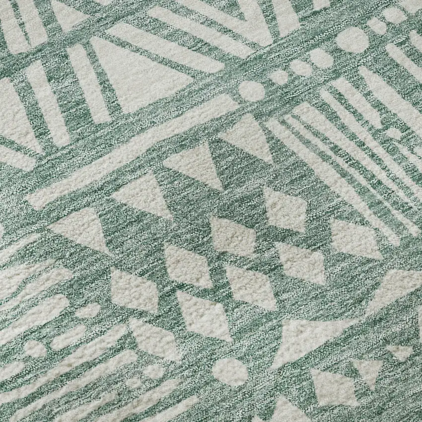 8' Sage And Ivory Southwestern Washable Round Rug With UV Protection Photo 9