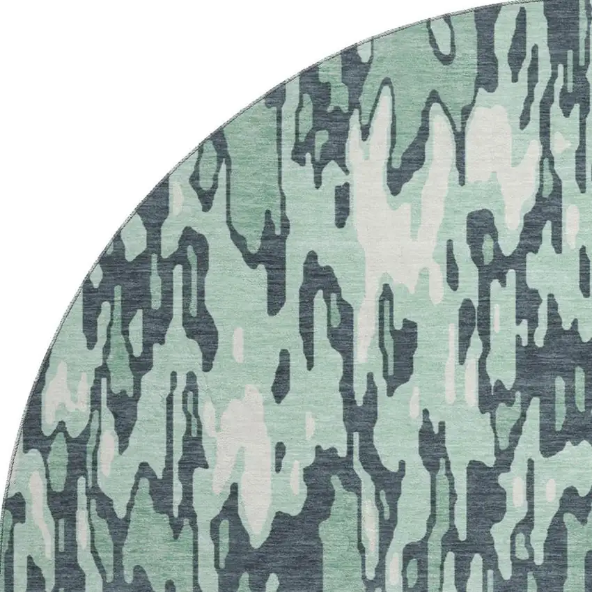 8' Sage And Ivory Striped Washable Round Rug With UV Protection Photo 3