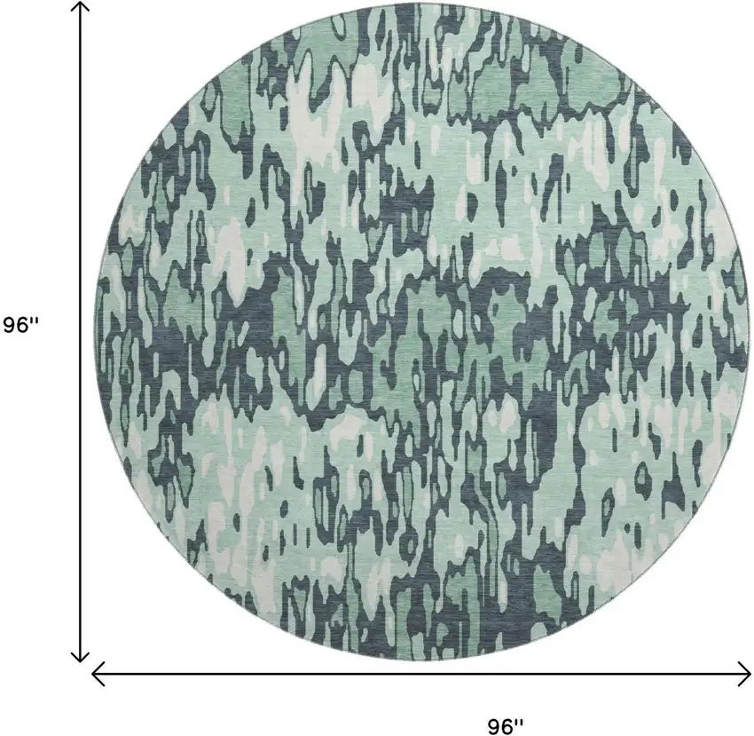 8' Sage And Ivory Striped Washable Round Rug With UV Protection Photo 9