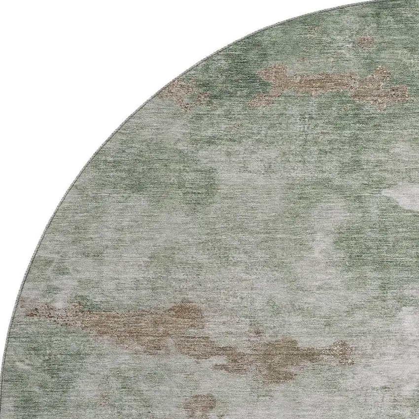 8' Sage And Linen Abstract Washable Round Rug With UV Protection Photo 4