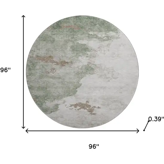 8' Sage And Linen Abstract Washable Round Rug With UV Protection Photo 8