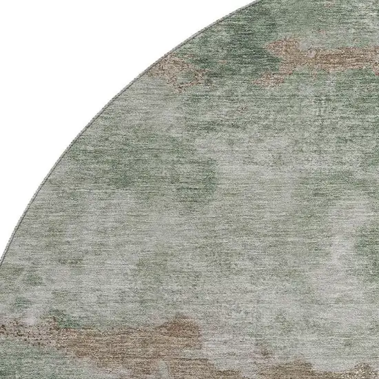 8' Sage And Linen Abstract Washable Round Rug With UV Protection Photo 3