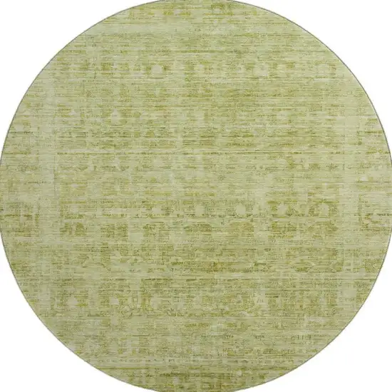8' Sage And Mint Green Oriental Washable Round Rug With UV Protection Photo 3