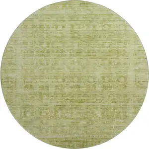 Photo of 8' Sage And Mint Green Oriental Washable Round Rug With UV Protection