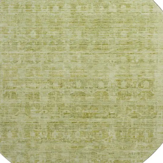 8' Sage And Mint Green Oriental Washable Round Rug With UV Protection Photo 2