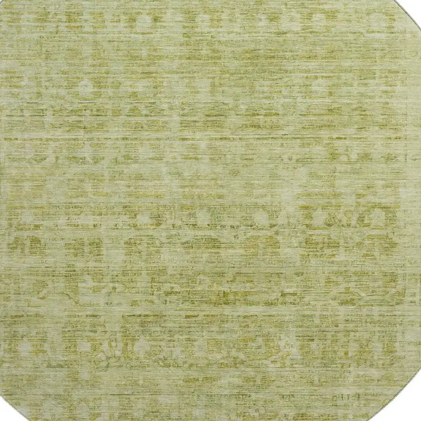 8' Sage And Mint Green Oriental Washable Round Rug With UV Protection Photo 2