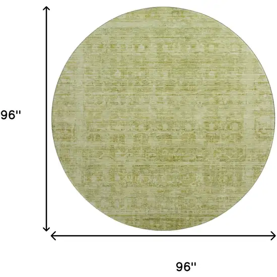 8' Sage And Mint Green Oriental Washable Round Rug With UV Protection Photo 9