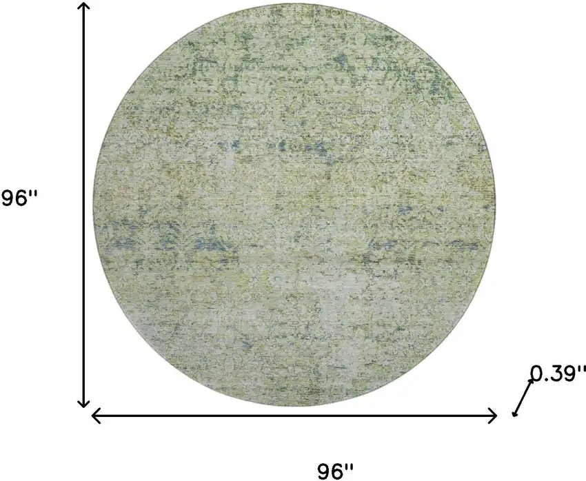 8' Sage And Olive Green Abstract Washable Round Rug With UV Protection Photo 8