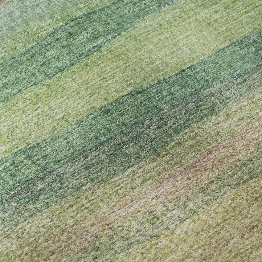 8' Sage And Peach Striped Washable Round Rug With UV Protection Photo 7