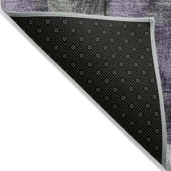 8' Sage And Purple Round Striped Washable Indoor Outdoor Area Rug Photo 9