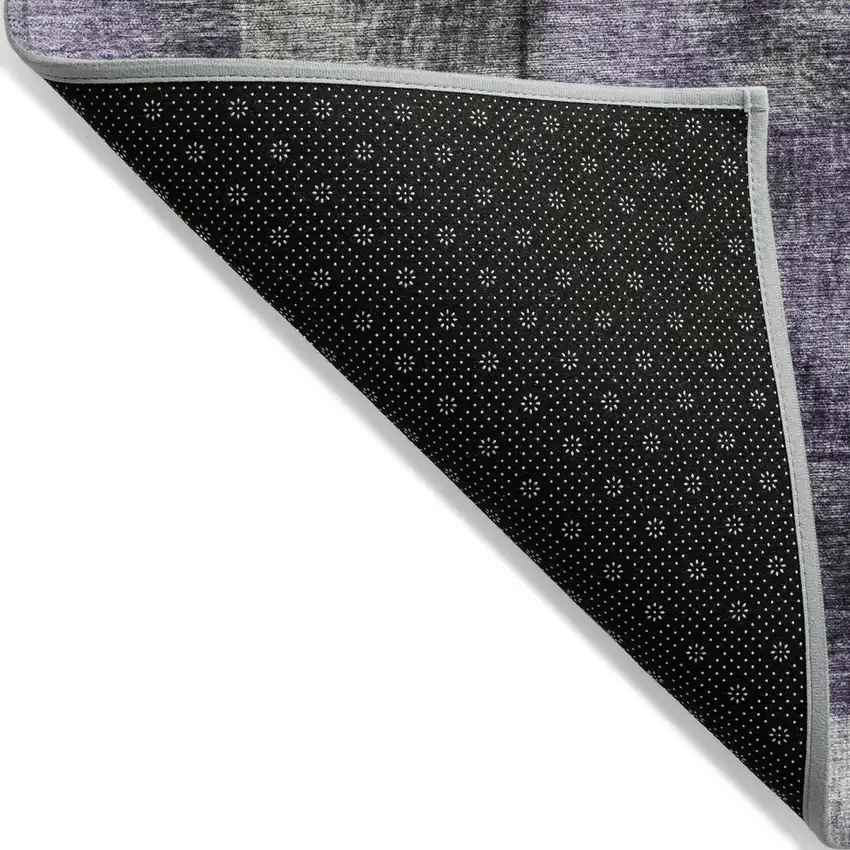 8' Sage And Purple Round Striped Washable Indoor Outdoor Area Rug Photo 9