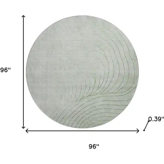 8' Sage And Silver Abstract Washable Round Rug With UV Protection Photo 8