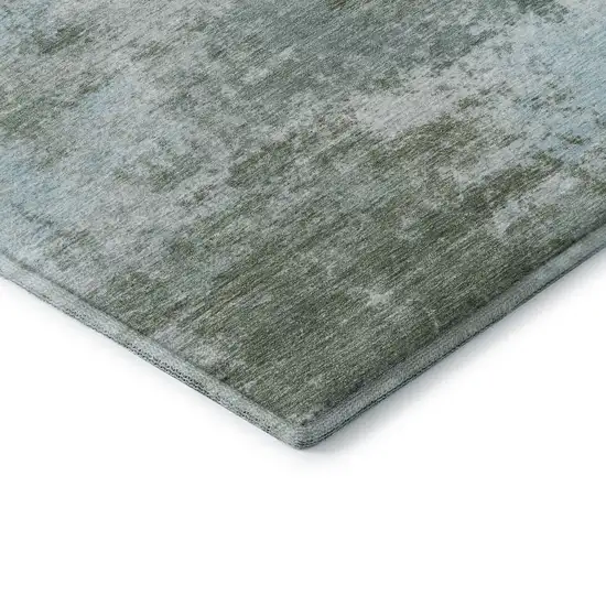 8' Sage And Sky Blue Abstract Washable Round Rug With UV Protection Photo 6