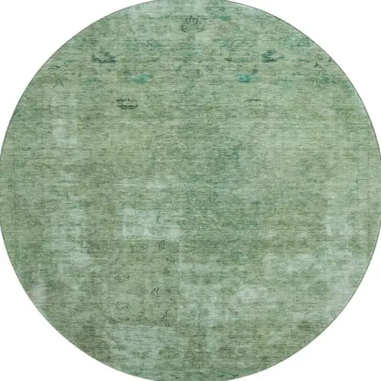 8' Sage And Teal Abstract Washable Round Rug With UV Protection Photo 3
