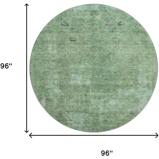 8' Sage And Teal Abstract Washable Round Rug With UV Protection Photo 9