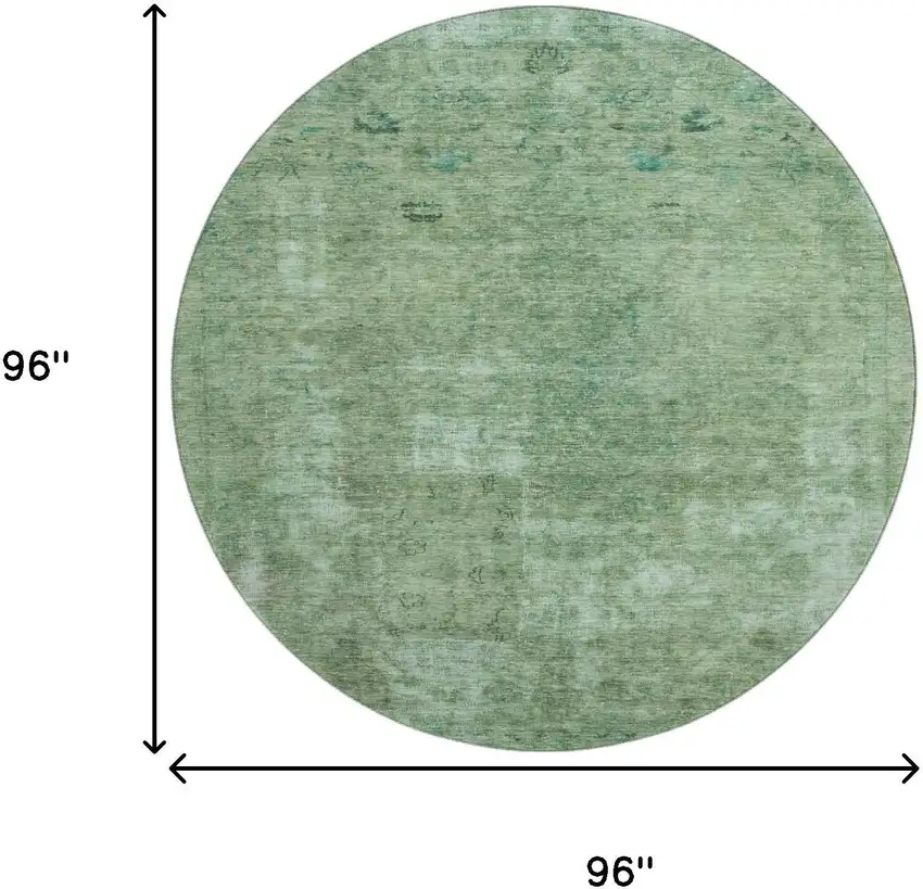 8' Sage And Teal Abstract Washable Round Rug With UV Protection Photo 9