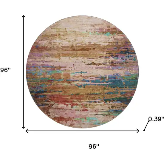 8' Sage And Teal Abstract Washable Round Rug With UV Protection Photo 8