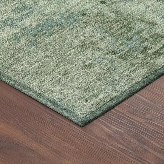 8' Sage And Teal Blue Round Abstract Washable Indoor Outdoor Area Rug Photo 8