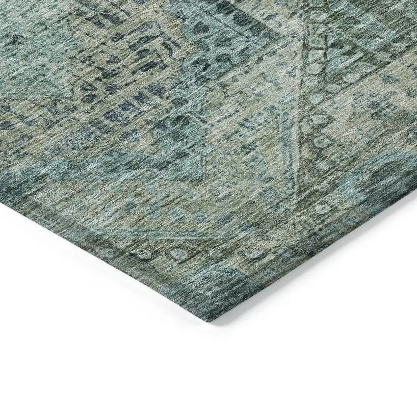 8' Sage And Teal Blue Round Moroccan Washable Indoor Outdoor Area Rug Photo 7