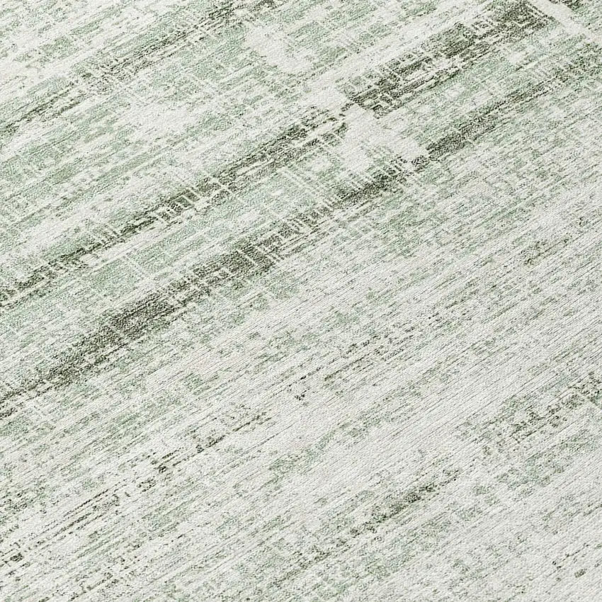 8' Sage Artichoke Green And Ivory Round Abstract Washable Indoor Outdoor Area Rug Photo 7