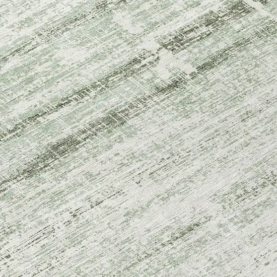 8' Sage Artichoke Green And Ivory Round Abstract Washable Indoor Outdoor Area Rug Photo 7