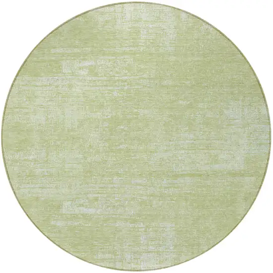 8' Sage Artichoke Green And Mint Green Round Abstract Washable Indoor Outdoor Area Rug Photo 4