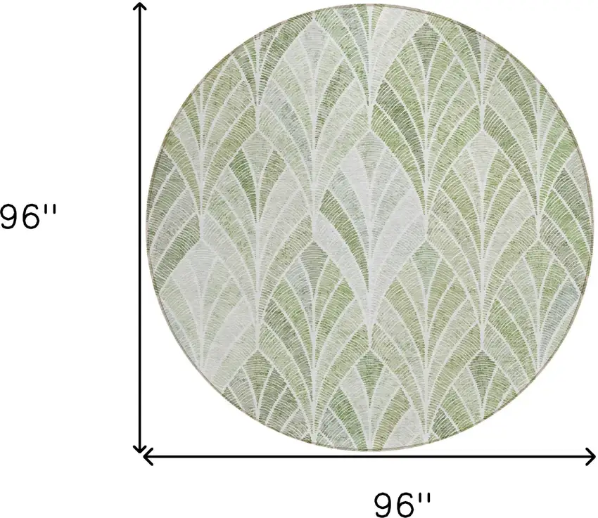 8' Sage Artichoke Green And Mint Green Round Geometric Washable Indoor Outdoor Area Rug Photo 3