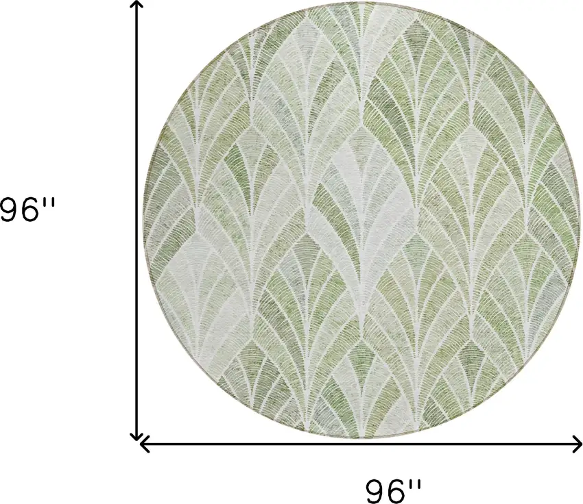 8' Sage Artichoke Green And Mint Green Round Geometric Washable Indoor Outdoor Area Rug Photo 3