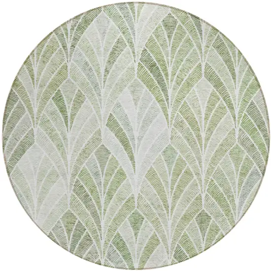 8' Sage Artichoke Green And Mint Green Round Geometric Washable Indoor Outdoor Area Rug Photo 2