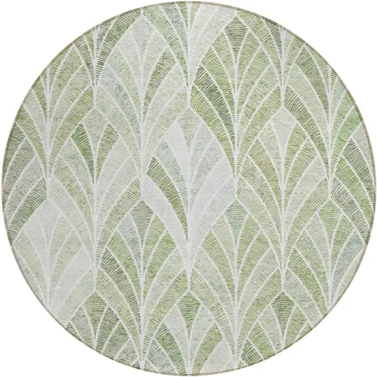 8' Sage Artichoke Green And Mint Green Round Geometric Washable Indoor Outdoor Area Rug Photo 2