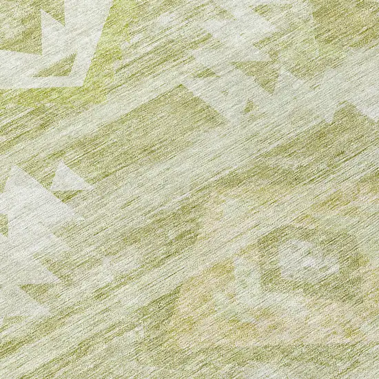 8' Sage Artichoke Green And Mint Green Round Southwestern Washable Indoor Outdoor Area Rug Photo 8