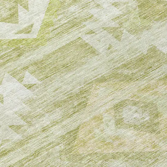 8' Sage Artichoke Green And Mint Green Round Southwestern Washable Indoor Outdoor Area Rug Photo 8