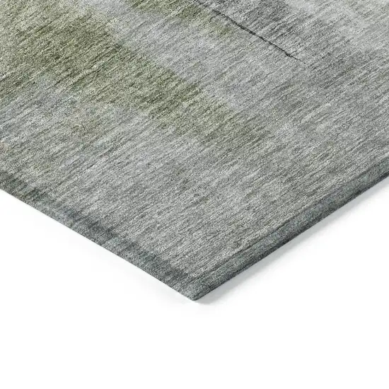 8' Sage Black And Gray Round Abstract Washable Indoor Outdoor Area Rug Photo 4